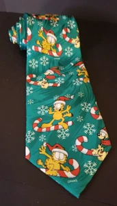 Keith Daniels Christmas Garfield & Odie Green Tie Peppermints And Snowflakes - Picture 1 of 6