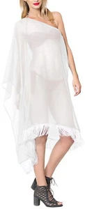 LA LEELA Women's Beach Caftan Dress Cover Up for Swimwear US 8-14 White_B590 - Picture 1 of 3