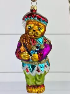 Adorno de Navidad Christopher Radko ROMEOW gato con violín vidrio - Imagen 1 de 6