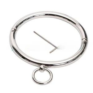 Unisex Stainless Steel Slave Rolled Neck Collar Restraint Lockable Choker Rings - Picture 1 of 7