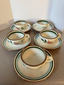Vintage Stengel Country Garden Teacup & Saucer Set Of 5 CS3R - Picture 1 of 8