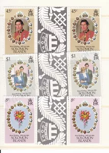 1981 Royal Wedding Charles & Diana MNH Stamp Set Solomon Islands GUTTER PAIRS - Picture 1 of 1