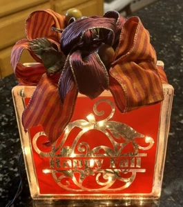 "Happy Fall" Kürbis beleuchtet Glasblock Dekoration Top Zustand, schwer - Bild 1 von 5