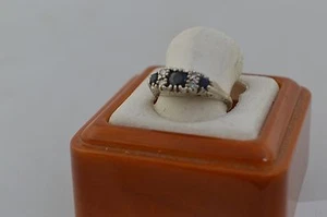 RW288   14 k white gold estate sapphire and  approx..12  diamond  ring   - Picture 1 of 5