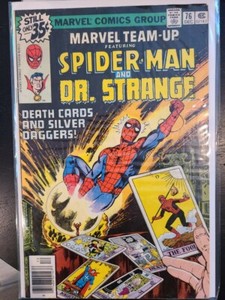 MARVEL TEAM UP # 76 SPIDER-MAN & DR.STRANGE-DEATH CARDS & SILVER DAGGERS