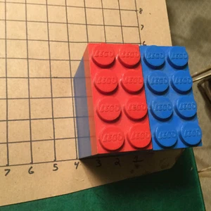 vintage Red Plastic -- 8 early GIANT LEGOS 2X4 EARLY 7 BLUE 1 RED -- EARLY - Picture 1 of 5