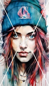Lo último Chica en gorro azul retrato imagen digital fondo de pantalla teléfono/PC - Imagen 1 de 3