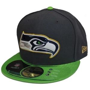 Seattle Seahawks New Era 5950 Gold Coil Fitted Hat - Grey/Green - Picture 1 of 1