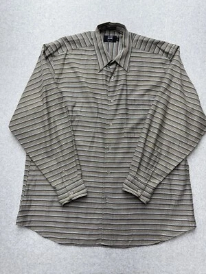 Ike Beahar Shirt Mens Large Striped Cotton Silk Wide Sleeves Y2K Grandpacore - Image 1 of 4