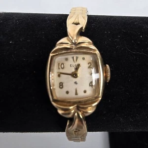 Vintage Elgin 10K Gold Filled Art Deco Womens 19 Jewel Wrist Watch Speidel Band - Picture 1 of 12