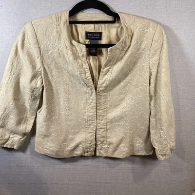 Chaqueta de mujer Access talla 10 color tostado bordado manga 3/4 Foto 1 de 4