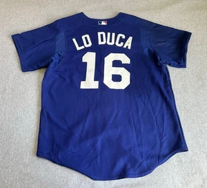 Vintage PAUL LO DUCA Los Angeles Dodgers Authentic Majestic Blue Jersey SZ Large - Picture 1 of 22