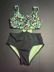 Girls Art Class one-Piece Swimsuit Leopard Print & Black Size M (8). - Picture 1 of 3