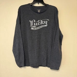 Pigiama Lucky Brand grande grigio manica lunga logo grafica t-shirt top donna - Foto 1 di 5