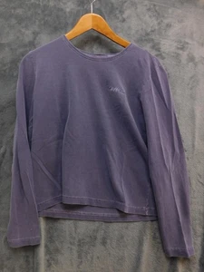 Camicia Gramicci donna viola manica lunga girocollo cotone ricamato made USA - Foto 1 di 8