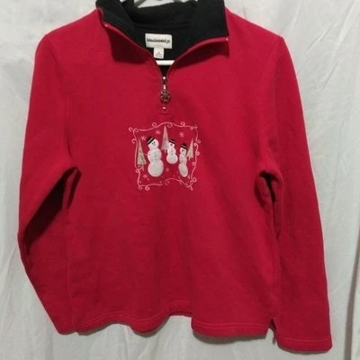Sudadera de muñeco de nieve Breckenridge roja manga larga para mujer talla M Foto 1 de 4