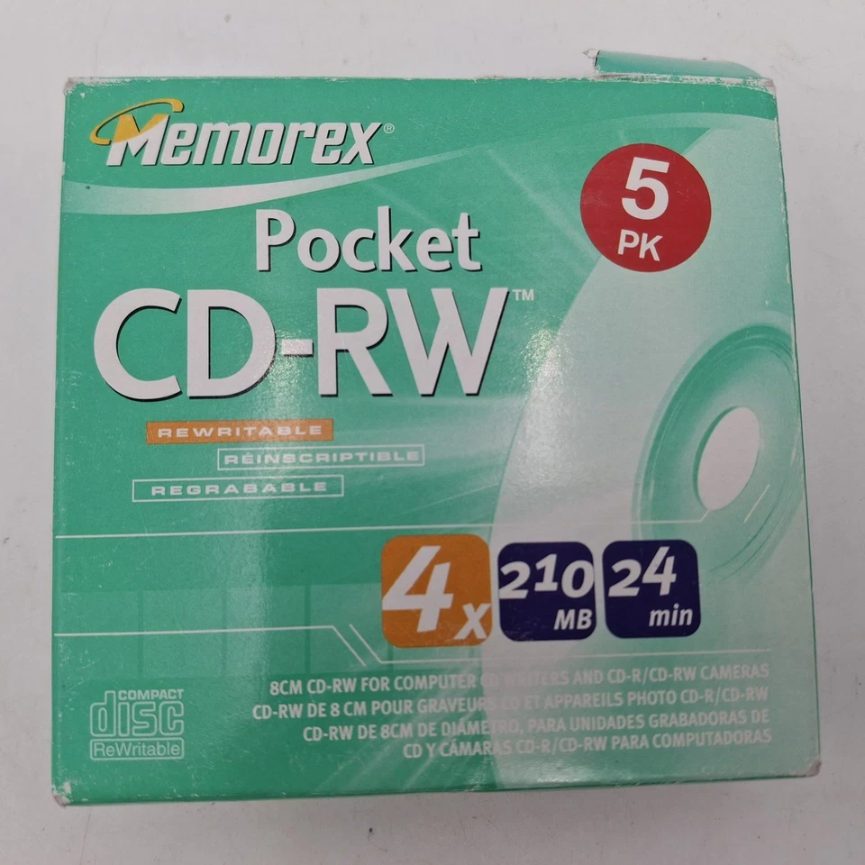 Memorex Pocket CD-RW 4x 210 MB 24-min. Blank Mini Discs 5 Pack - Image 1 of 4