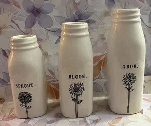Rae Dunn "Sprout - Bloom - Grow" set vaso bocciolo decorazione casa - Foto 1 di 5