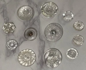 Vintage Czech Clear Depression Crystal Glass Crafting Buttons 107-31 - Picture 1 of 12