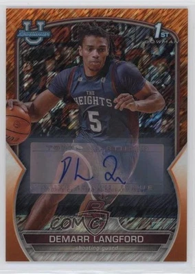 2022 Bowman U Chrome Prospect Orange Shimmer Refractor /25 Demarr Langford Auto - Image 1 of 2