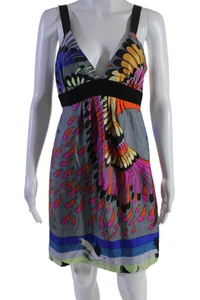 Tibi Womens Silk Abstract Patterned Sleeveless V Neck Dress Multicolored Size 4 - Picture 1 of 6