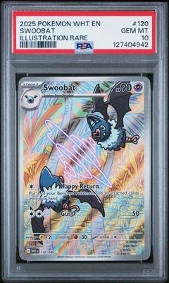 2025 Pokemon TCG White Flare Swoobat 120/086 Illustration Rare PSA 10 Gem Mint - Image 1 of 2