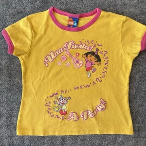 Vintage Y2k Nick Jr Yellow Fiesta ! Dora The Explorer 5T Short Sleeve Shirt - Picture 1 of 7