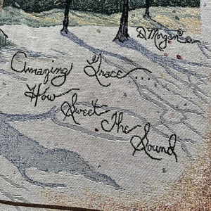 EUC Amazing Grace Snowy Winter Tapestry Throw Painting Woven Blanket 72"x48" USA - Picture 1 of 7