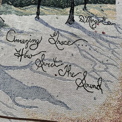 EUC Amazing Grace Snowy Winter Tapestry Throw Painting Woven Blanket 72"x48" USA - Image 1 of 4