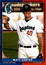 2007 Ogden Raptors Grandstand #33 Matt Sartor Arlington Texas TX Baseball Card