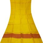 Vintage Amber 100% Pure Silk Handloom Plain Sari Remnant 4YD Craft Fabric Scrap