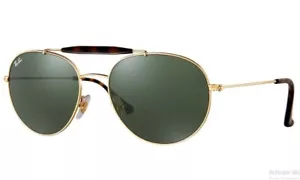 Ray-Ban RB3540 001 Sonnenbrille gold rund grün klassisch 53 mm unpolarisiert Unisex - Bild 1 von 10