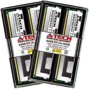 64GB 4x16GB 4Rx4 PC3-8500R HP ProLiant DL360e G8 DL360p G8 DL380e G8 Memory RAM - Picture 1 of 3