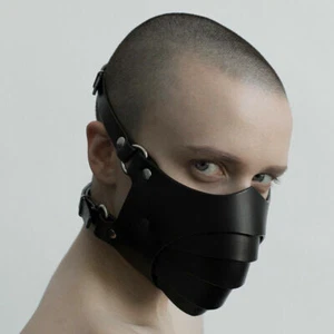 Retro Punk Cool Mask Club Party Dieselpunk Dystopian Mouth Faux Leather Gothic - Picture 1 of 8