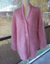 WOMEN PINK MOHAIR CARDIGAN MOTHER OF PEARL BUTTONS (XXL)