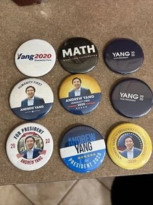 LOT OF 9 ANDREW YANG DEMOCRAT 2020 PRESIDENTIAL POLITICAL CAMPAIGN PINS BUTTONS - Picture 1 of 4
