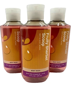 Bath & Body Works LOT of 3 Fruity Sherbet Scoop Body Wash Shower Gel 10 oz - Picture 1 of 2