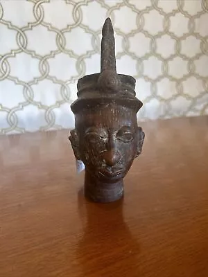 Benin Bronze Oba Head 7.75  - Nigeria - African Art • 66.11$