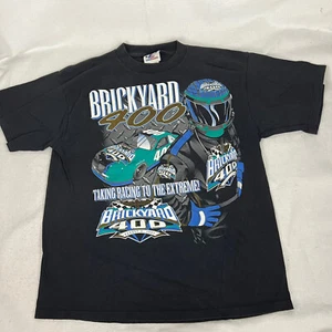 Vintage 1997 NASCAR Brickyard 400 Racing T-shirt Black Size Large Extreme 2 Side - Picture 1 of 8