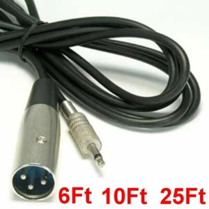 Cable adaptador de micrófono de audio mono macho 6 10 25 ft xlr 3 pines macho a 3,5 mm 1/8" macho - Imagen 1 de 4