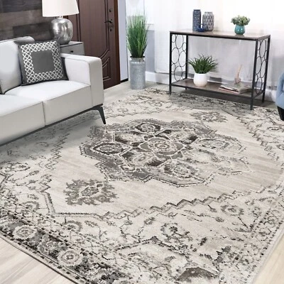 Brinton Vintage Distressed Geometric Medallion Indoor Area Rug or Runner Rug - Image 1 of 4