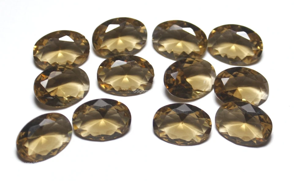 10 Pcs Lab-Created Smokey Quartz Pendant Supply Oval Faceted Lot 4x12x16 mm - Image 1 of 4