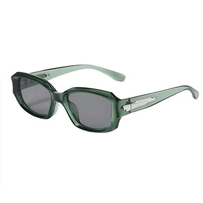 Mint Green Retro Wrap Around Trendy Rectangle Men Women Y2K Fashion Sunglasses - Image 1 of 4