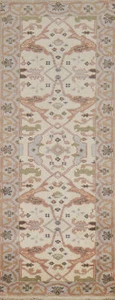 Elfenbein handgeknüpfter Woll-Oushak indischer Läufer Teppich 3x8 orientalischer Flur Teppich - Bild 1 von 17