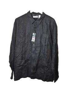 Cubavera Shirt Mens 2XL Black Guayabera Linen Button Up Long Sleeve  Casual NEW - Picture 1 of 8