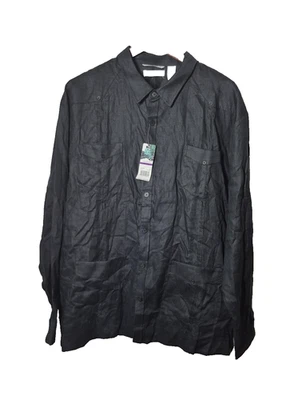 Cubavera Shirt Mens 2XL Black Guayabera Linen Button Up Long Sleeve  Casual NEW - Image 1 of 4