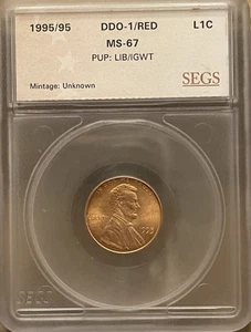 1995 Lincoln Memorial Cent DDO-1/RED Double Die Obverse M S 67 RD - Picture 1 of 8