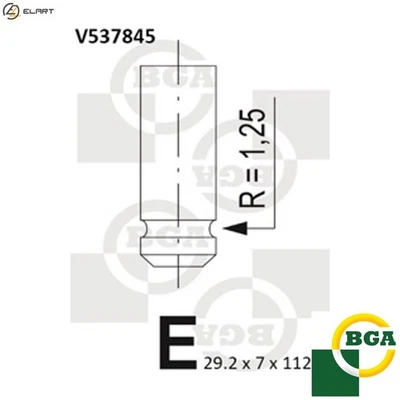 4x EXHAUST VALVE V537845 FOR PEUGEOT PARTNER/FURGON/Box/Body/MPV/Van/URBANA 1.4L - Image 1 of 4