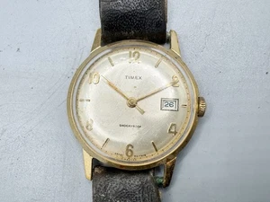 VINTAGE TIMEX SHOCKPROOF HERREN UHR MIT DATUM - GOLDFARBEN - MADE IN GREAT BRITA - Bild 1 von 6