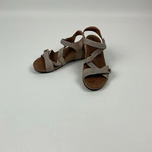 Taos Trulie Sandals Women’s 9.5 Beige Cork Wedge Leather Braided Strappy Shoes - Picture 1 of 9
